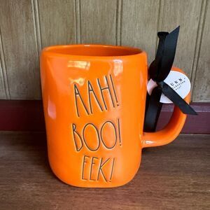 Rae Dunn Artisan Collection by Magenta AAH! BOO! EEK! Orange Halloween Mug